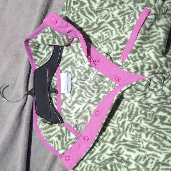 Columbia Green Fleece Pullover Jacket Medium Snap Neck - Picture 4 of 6